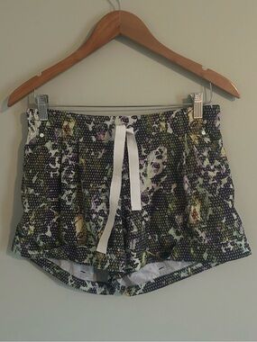 lululemon athletica Floral Print Drawstring Shorts - Black, Green, Purple